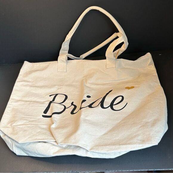 Top Design Canvas Bride Tote Bag 19x15x5 - Picture 1 of 3
